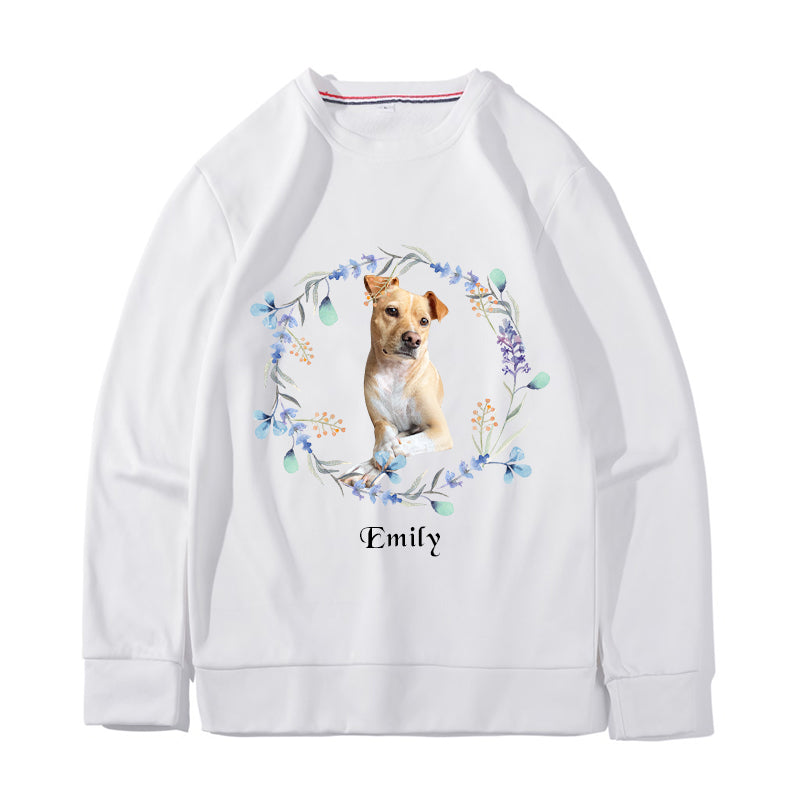 Custom Pet Photo And Floral Sweatshirt - Oarse