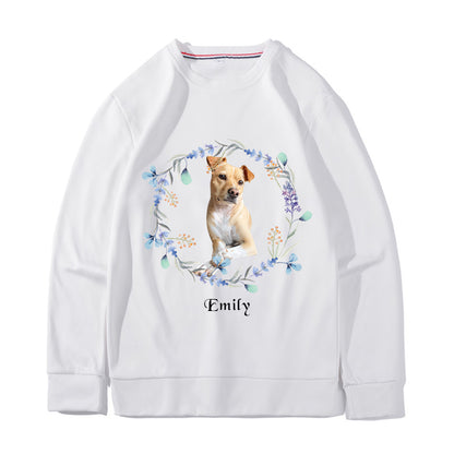 Custom Pet Photo And Floral Sweatshirt - Oarse