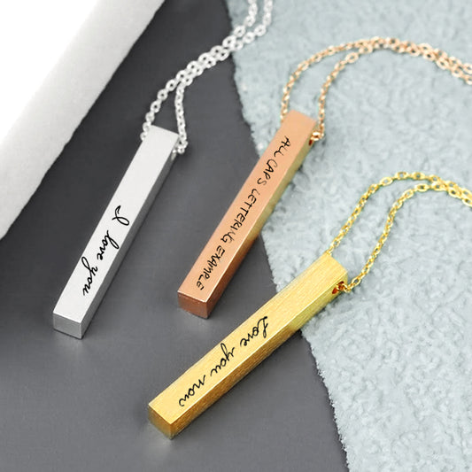 Custom Handwriting Necklace Vertical Name Necklace Actual Handwriting Jewelry - Oarse