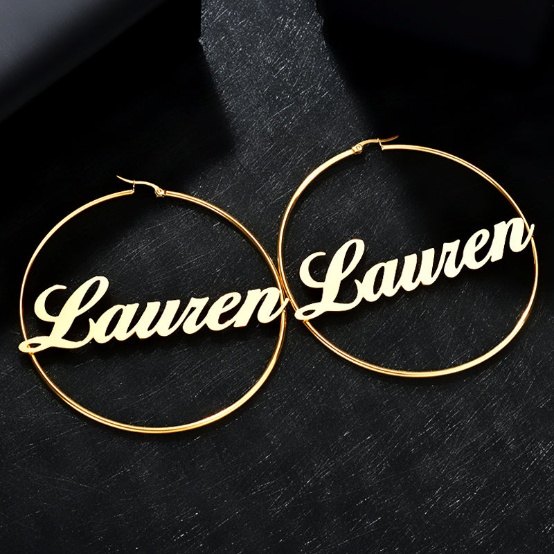 Custom Name Earrings Hoops, Personalized Name Earings - Oarse