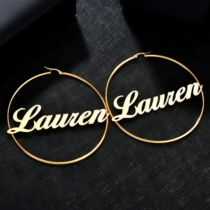 Custom Name Earrings Hoops, Personalized Name Earings - Oarse