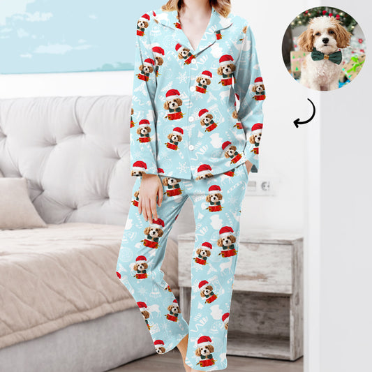 Custom Dog Print Pajama Pants with Your Pets Face for Christmas - OARSE