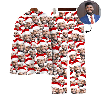 Custom Christmas Pajamas Funny Santa Hat Pajamas With Faces On Them - Oarse