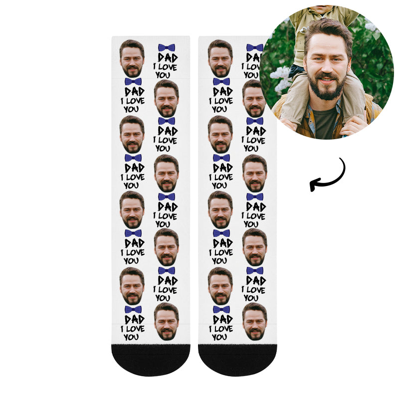 Custom I Love You Dad Fathers Day Faces Socks - Oarse