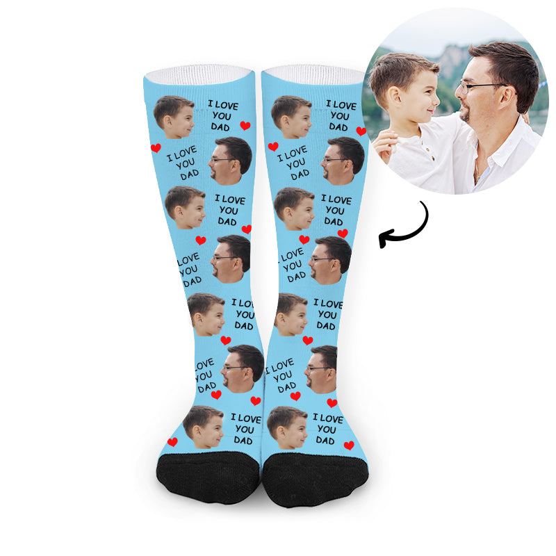 Custom I Love You Dad Fathers Day Faces Socks - Oarse