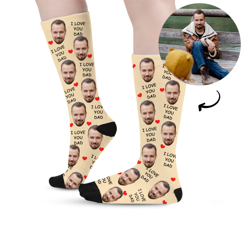 Custom I Love You Dad Fathers Day Faces Socks - Oarse