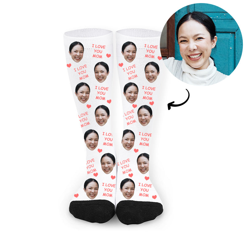 Custom I Love You Mother's Day Face Socks - Oarse