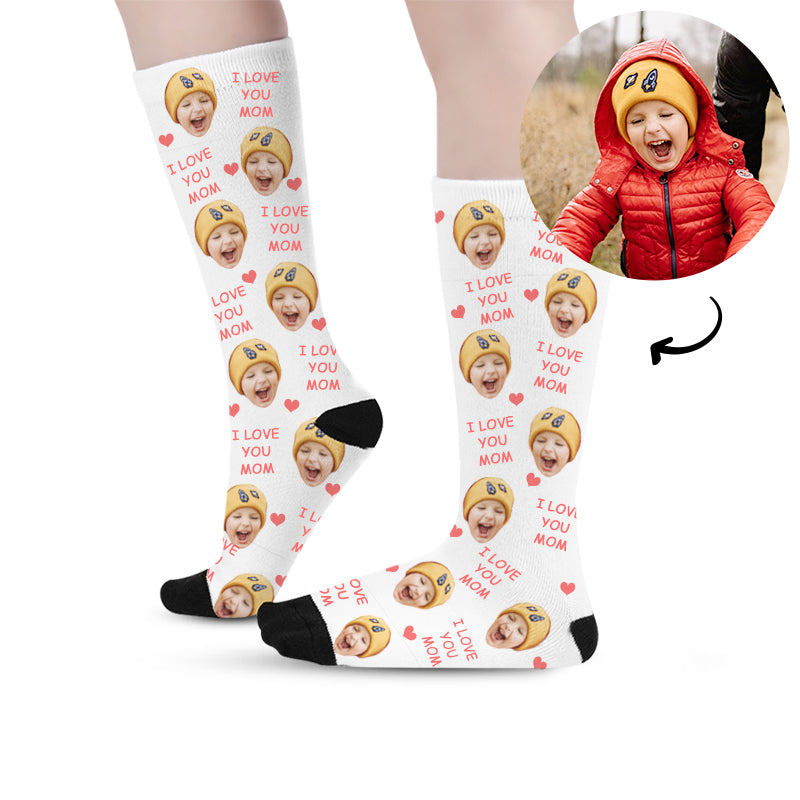 Custom I Love You Mother's Day Face Socks - Oarse