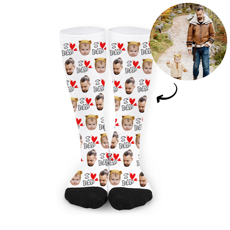 Custom I Love You Dad Fathers Day Faces Socks - Oarse