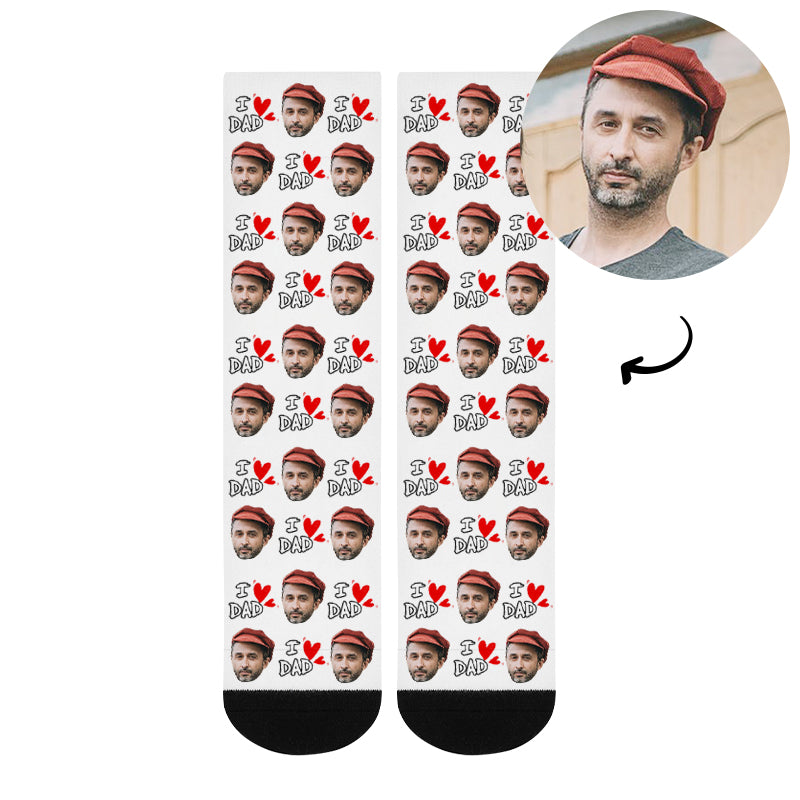 Custom I Love You Dad Fathers Day Faces Socks - Oarse