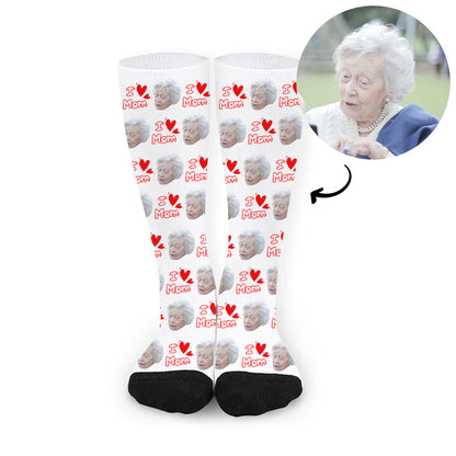 Custom I Love You Mother's Day Face Socks - Oarse