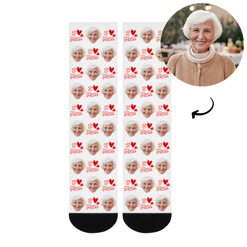 Custom I Love You Mother's Day Face Socks - Oarse