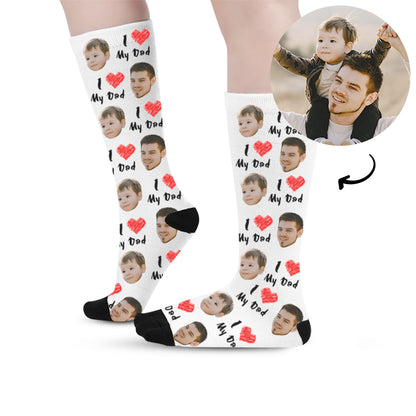 Custom I Love You Dad Fathers Day Faces Socks - Oarse