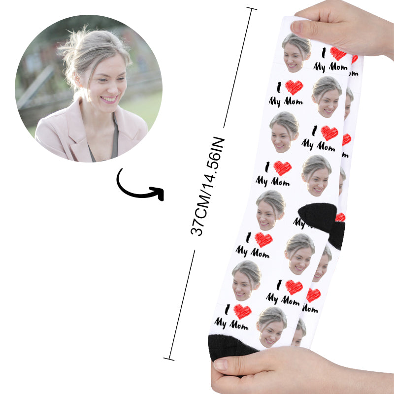 Custom I Love You Mother's Day Face Socks - Oarse