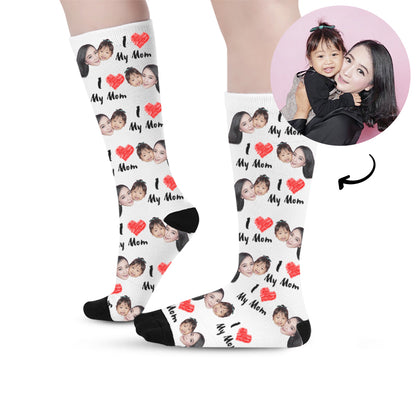 Custom I Love You Mother's Day Face Socks - Oarse