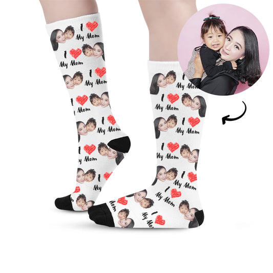 Custom I Love You Mother's Day Face Socks - Oarse