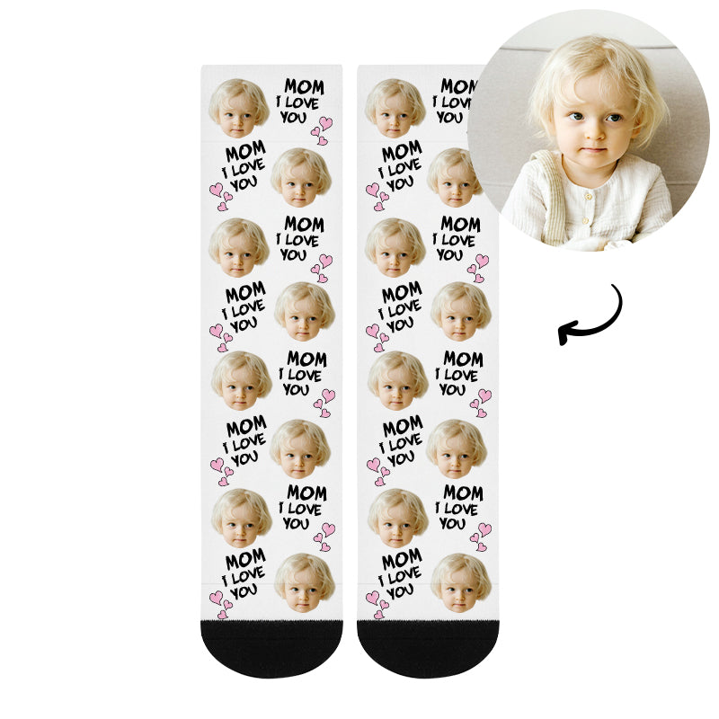 Custom I Love You Mother's Day Face Socks - Oarse