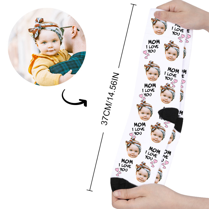 Custom I Love You Mother's Day Face Socks - Oarse