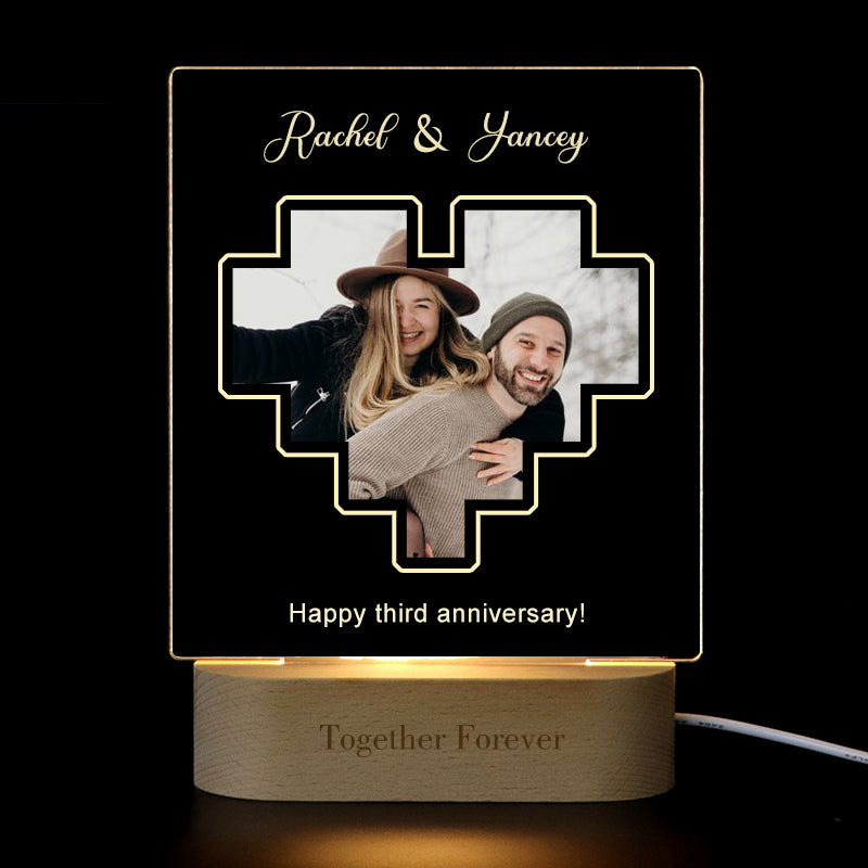 Heart Personalized Picture Light, Picture Lamp Gift For Couples - Oarse