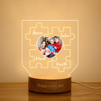 Puzzle Name Night Light, Custom Photo Light For Him, Her - Oarse