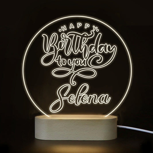 Happy Birthday Name Night Light, Custom Led Lamp - Oarse