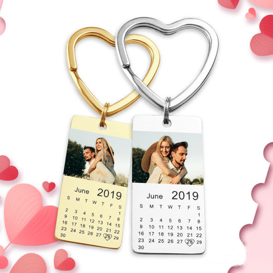 Personalized Calendar Keychain Couple Picture Keychain - Oarse