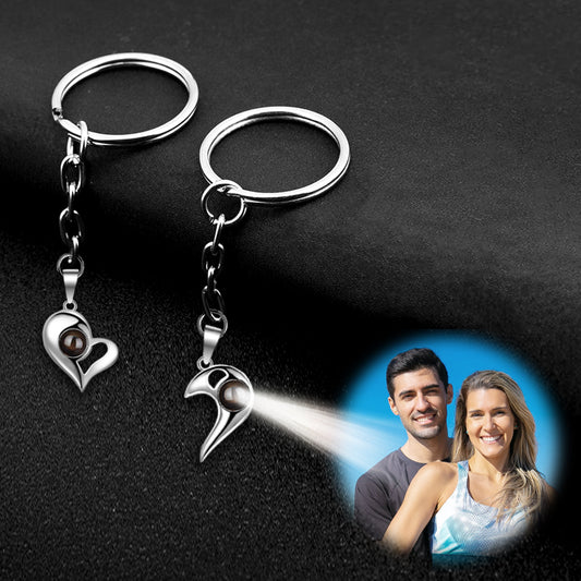 Heart Photo Projection Keychain, Matching Keychains For Couples - Oarse