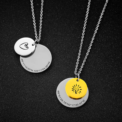 Latitude Longitude Necklace Custom Coordinates Necklace With Initials, Bridesmaid Graduation Necklace - Oarse