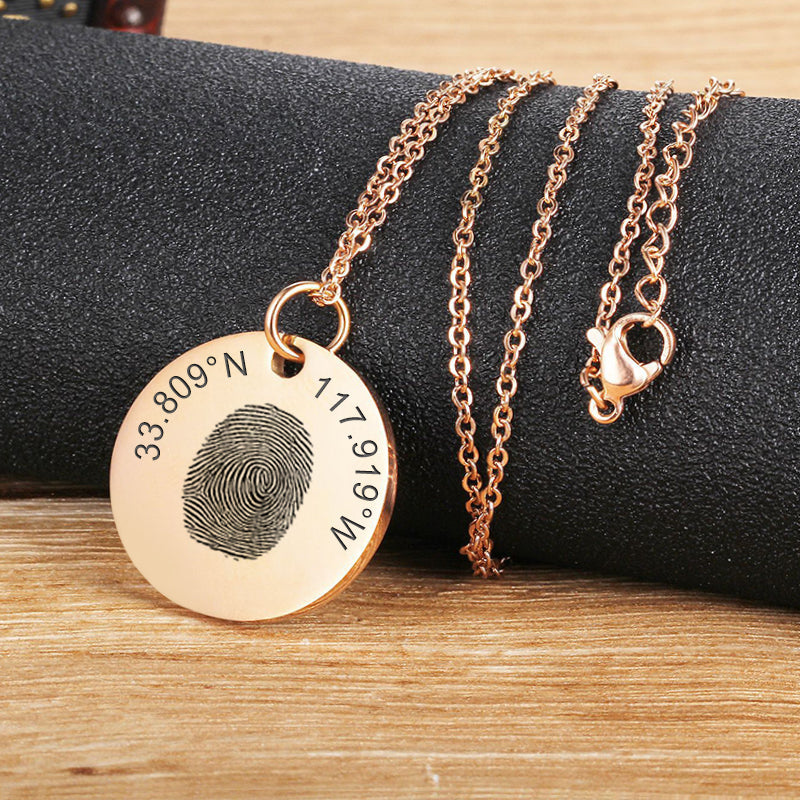 Longitude And Latitude Necklace Custom Engraved Disc Coordinates Necklace For Her Him - Oarse