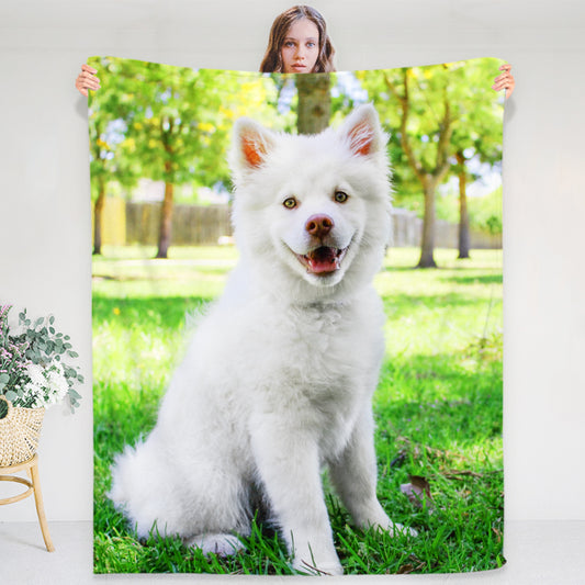 Personalized Pet Photo Blanket with Name Customized Blanket Made from Original Picture - OARSE