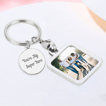 Stainless Steel Photo Engraved Keychain, Custom Photo Keychain - OARSE