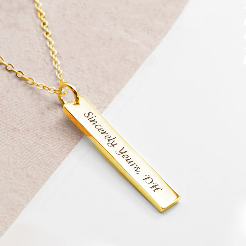 Rectangle Custom Engraved Necklace, Personalized Jewelry For Her - OARSE