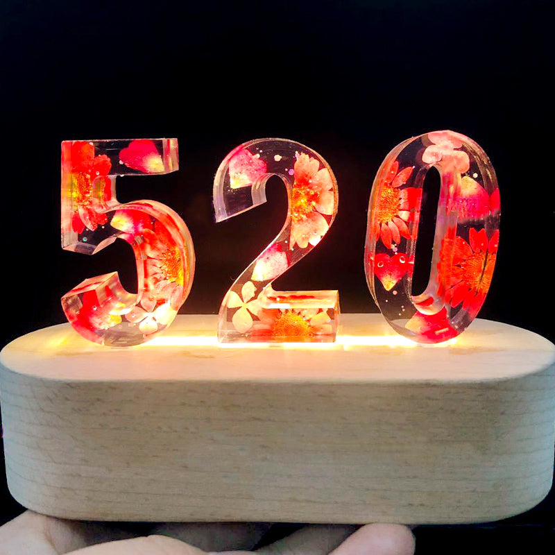 Number Light Epoxy Night Light, Custom Wedding Anniversary Gifts - Oarse