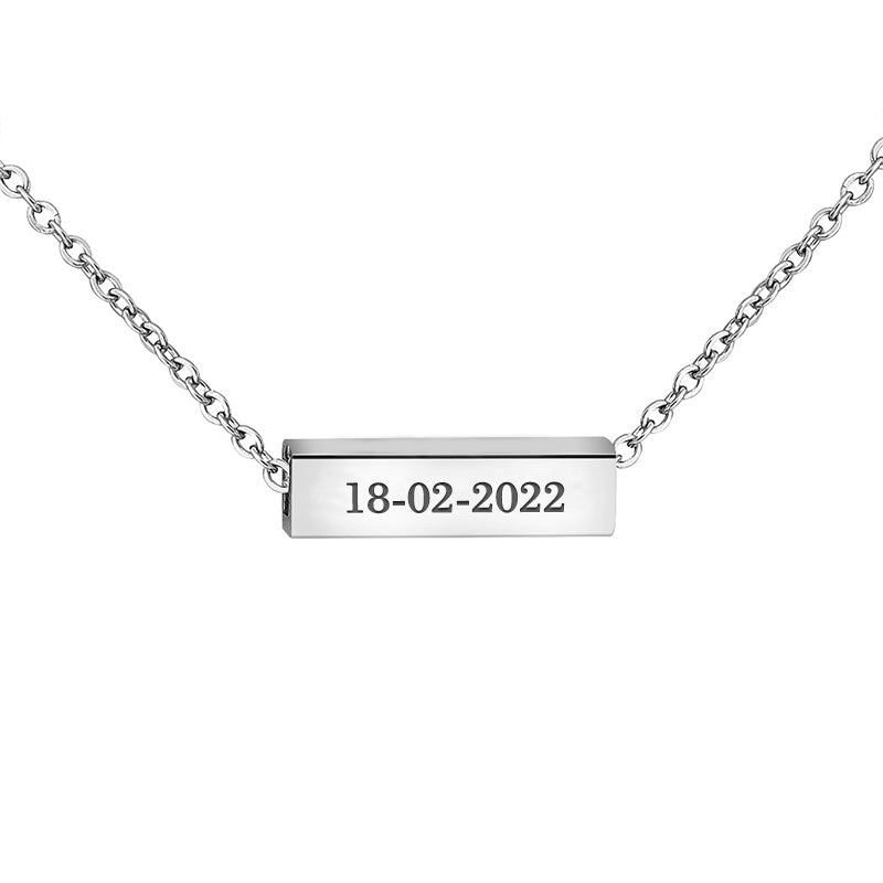 Square Tube Bar Name Necklace, Handwriting Engraved Jewelry - OARSE