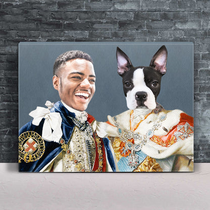 Custom The Royal Couple Pet Portrait Canvas for Couples, Pet and Pet Owner, Pet Couples - Oarse