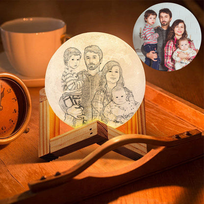 Custom 3D Family Photo Engraved Moon Lamp - Oarse