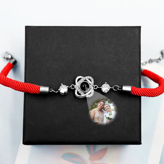 Double Heart Picture Bracelet Personalized Photo Projection Bracelet - Oarse