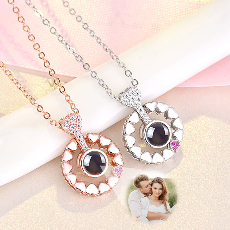 Personalised Projection Photo Necklace Heart Pendant Projection Necklace - Oarse