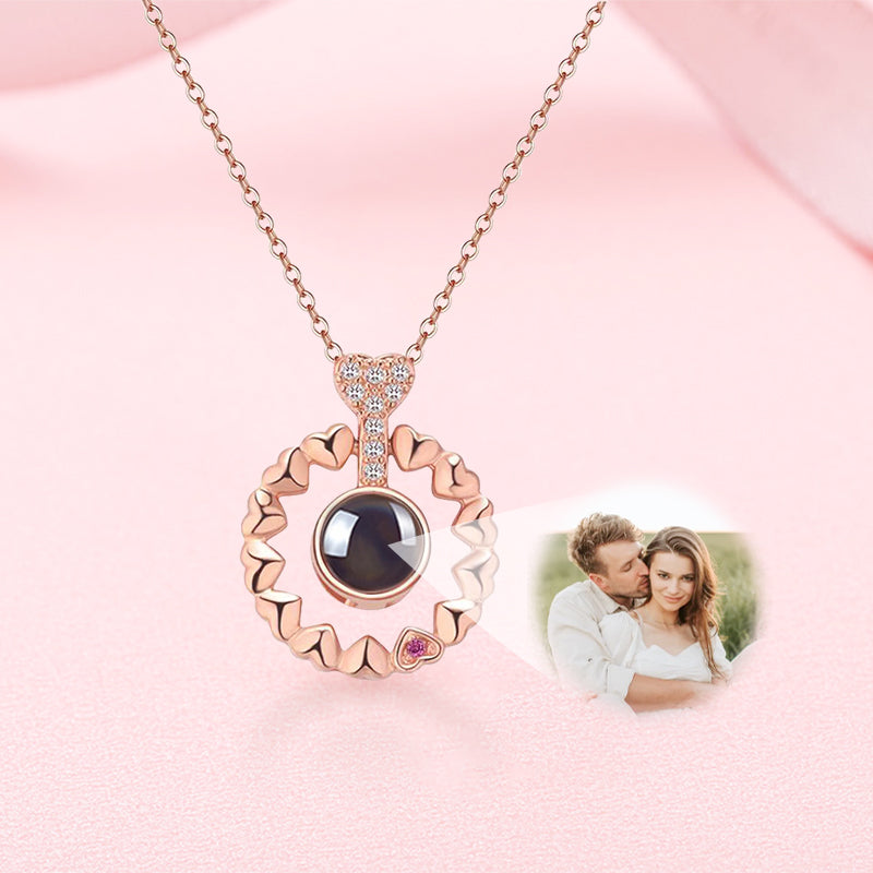 Personalised Projection Photo Necklace Heart Pendant Projection Necklace - Oarse