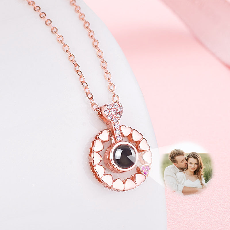 Personalised Projection Photo Necklace Heart Pendant Projection Necklace - Oarse