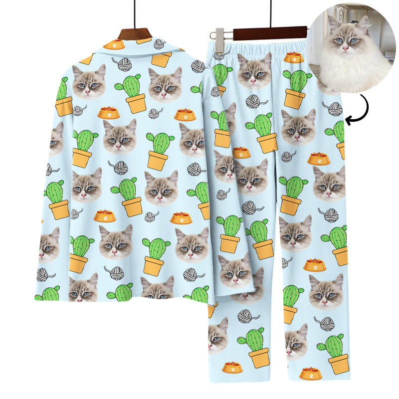 Custom Made Pajamas Pants with Dog Face Personalized Pet Picture Pajamas with Cactus - OARSE