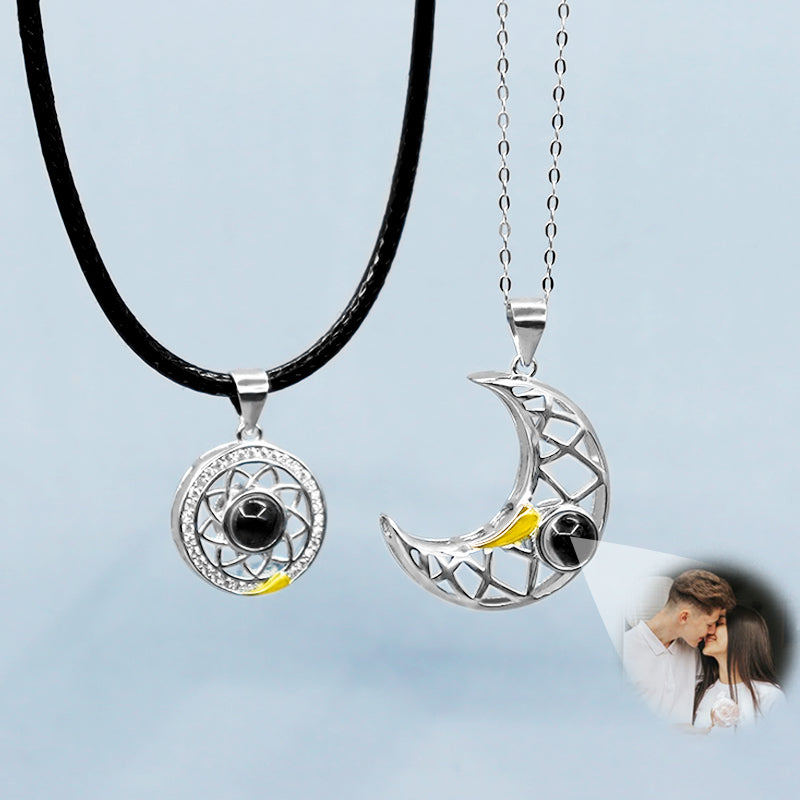 Sun and Moon Two S925 Projection Necklaces Custom Couple Necklaces - Package Two - Oarse