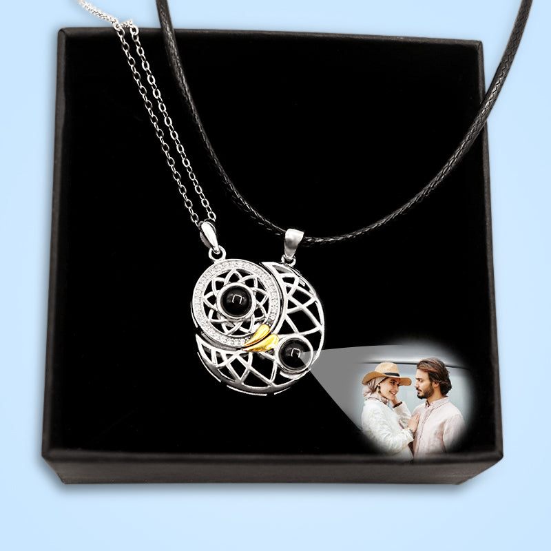 Sun and Moon Two S925 Projection Necklaces Custom Couple Necklaces - Package Two - Oarse