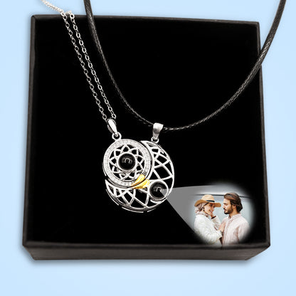 Sun and Moon Two S925 Projection Necklaces Custom Couple Necklaces - Package Two - Oarse