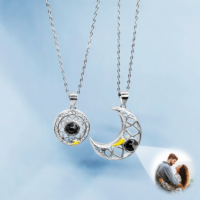 Sun and Moon Two S925 Projection Necklaces Custom Couple Necklaces - Package Two - Oarse