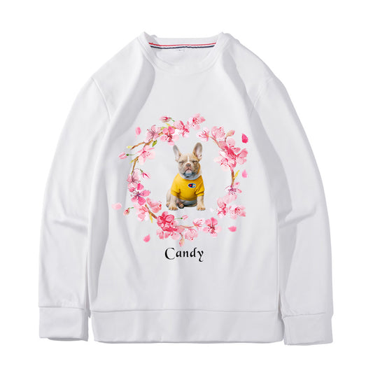 Custom Pet Photo And Floral Sweatshirt - Oarse